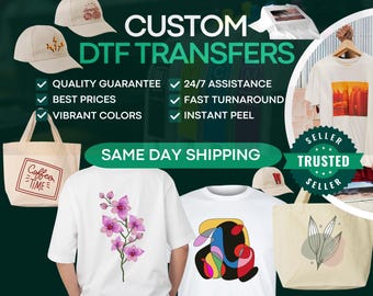 DTF Transfer | Print by Size | Heat Press Ready | Custom Apparel Transfers | Hot Peel Film