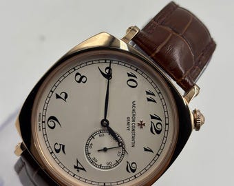 Vintage Vacheron-Historiques American Skeleton Blue Dial Classic Wristwatch Elegant Timepiece