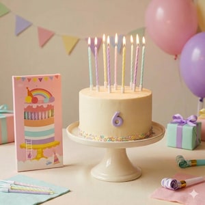 Pastel Twisted Birthday Candles, Long Cake Decor, 12 PCs, Party Dessert Supplies