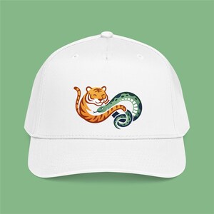 Tiger and Snake Cap | Minimalist Peace Symbol Hat | Harmony and Balance Accessory | Meaningful Gift for Him or Her