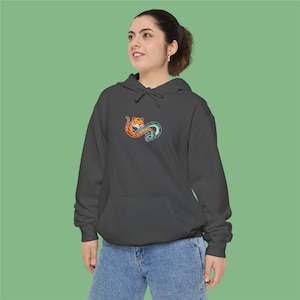 Bluza z kapturem Tiger Snake Embrace, bluza z grafiką Symbolic Balance, bluza typu pullover w stylu streetwear Yin-Yang