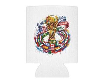 2026年ワールドカップトロフィー缶クーラー｜アメリカ・カナダ・メキシコ2026サッカー国旗
