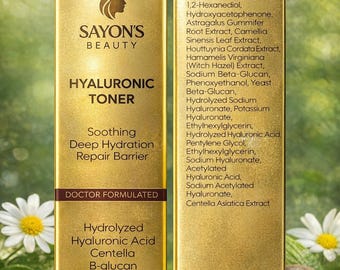 Sayon's Beauty Hyaluronic Toner – Soothing Deep Hydration, Barrier Repair (4.06 fl. oz)