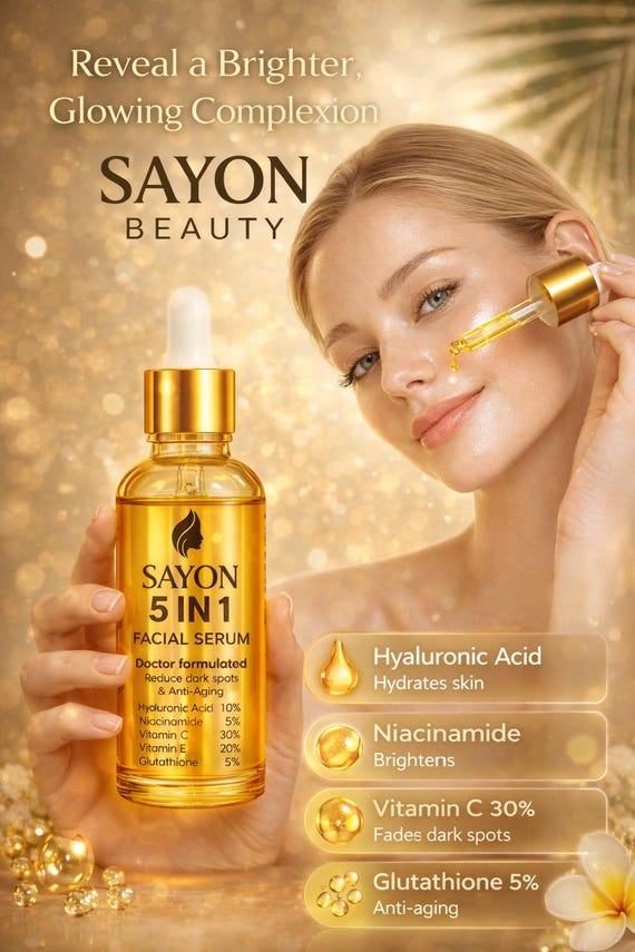 glutathione vitamin c face serum 5in1 Brightening Facial Serum, C, Glutathione, Niacinamide all in one Glutathione + Vita C