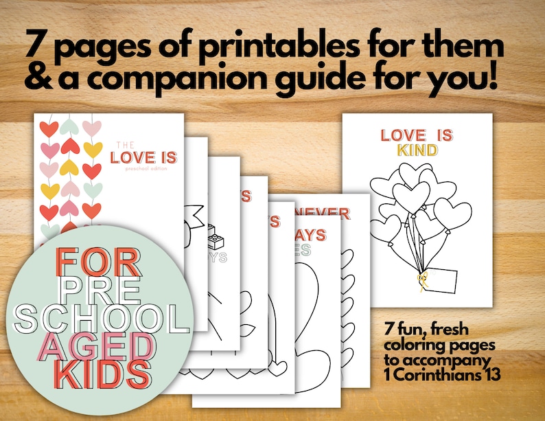 1 Corinthians Printable Coloring Book for Preschool. Kindergarten. Love ...