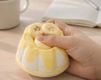 Handmade Banana Pudding Taba Squishy - Slow Rising Stress Relief Fidget Toy