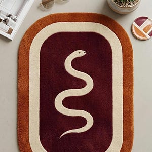 Hand Tufted Wool Serpent Rug, Gothic Modern Luxury Carpet, Statement Home Decor