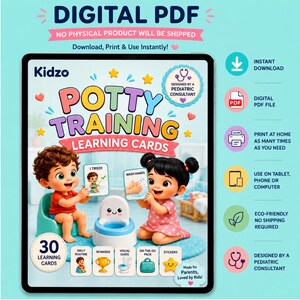 Potty Training Learning Cards for Toddlers, Pediatric Consultant Visual Guide (Digital PDF)