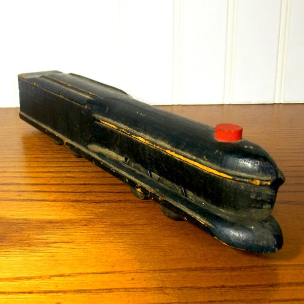 Primitive Vintage Handmade Wood Toy Train Engine - GREAT FIND