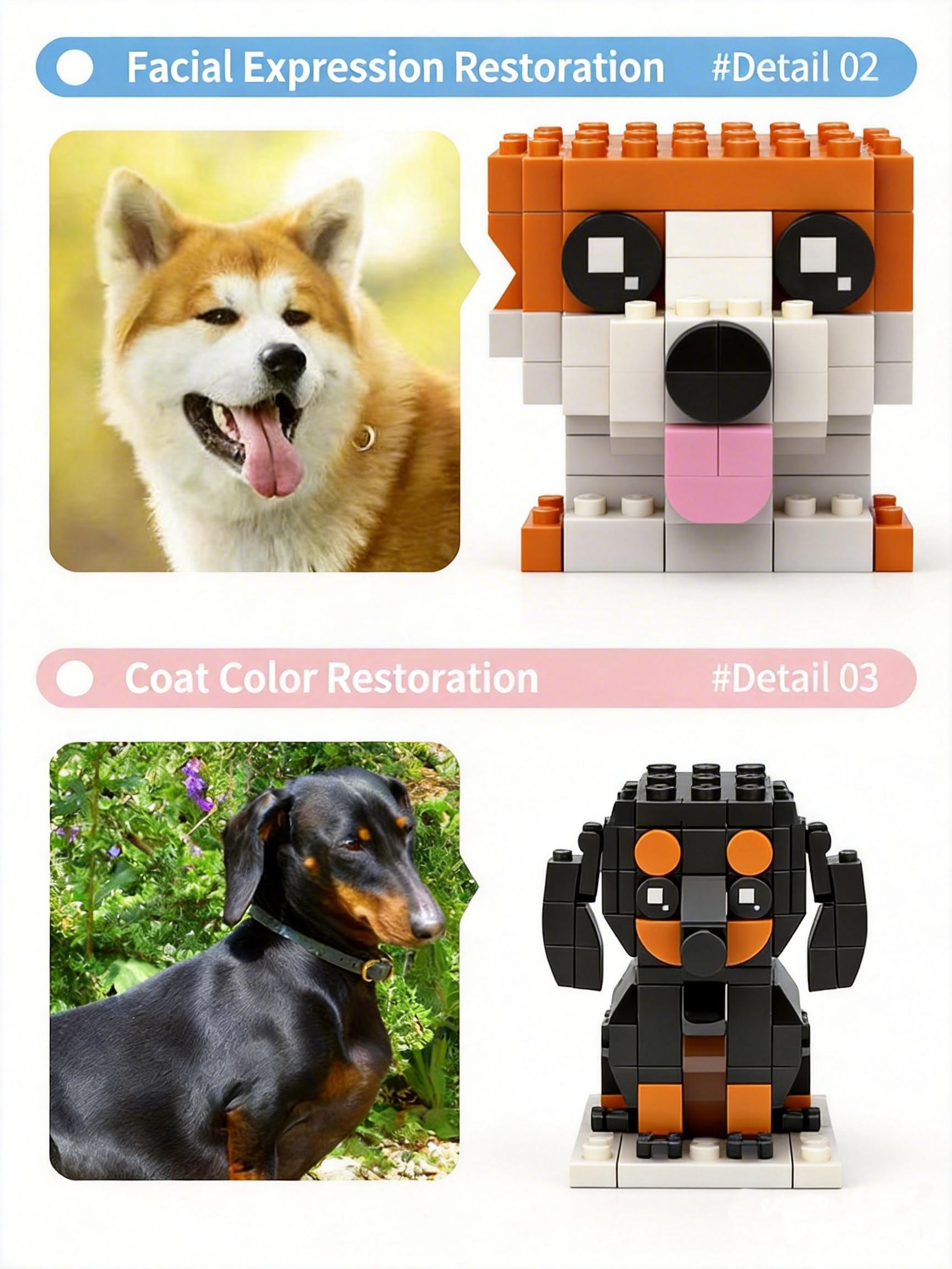 Custom Pet Portrait Building Blocks, Personalized Photo Brick Sculpture ...