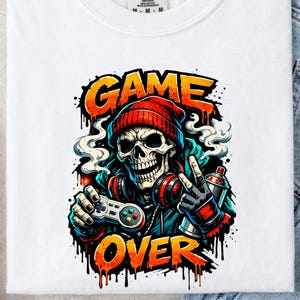 Game Over Png, Skeleton Gamer Png, Urban Tshirt Png, Printable Gaming Clipart, Gamer Png, Dripping Png, Grafitti Png, Controller Png