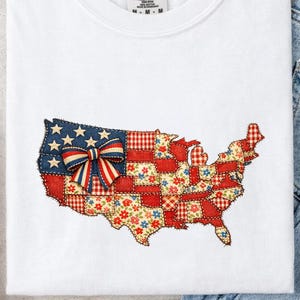 Patchwork kaart van de VS png, Coquette Bow png, vintage stijl png, patriottische kaart png, 4 juli png, Amerikaanse kaart png, retro kaart van de VS png, Amerikaanse vlag