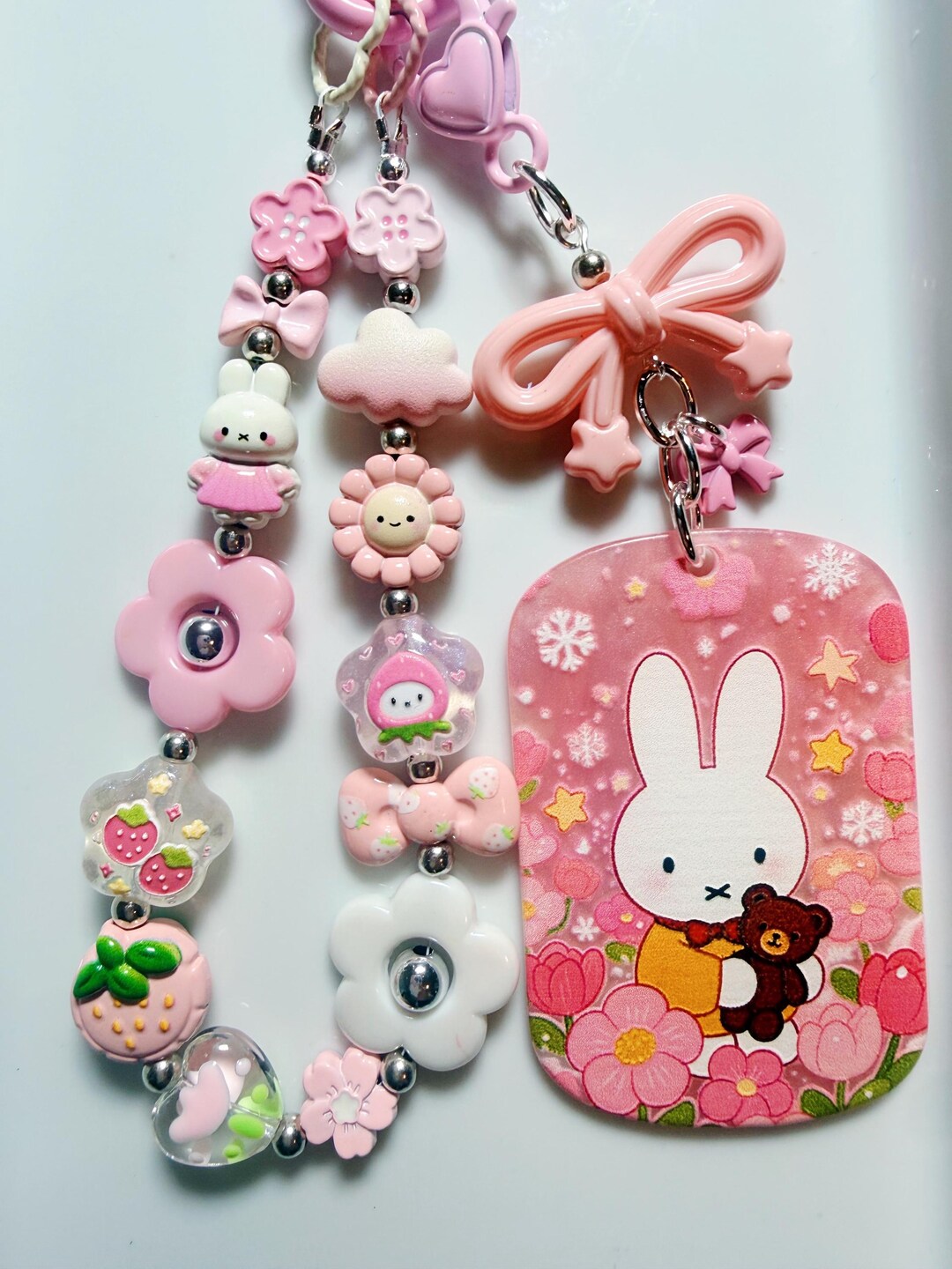 Spring Season Key Chain Spring Bunny & Strawberry Theme Keychain - Etsy