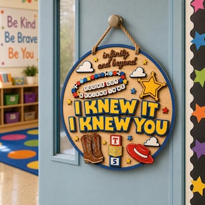 I Knew It I Knew You Cowgirl Door Sign, TS and Toy Story 5 Friendship 3D Sign, Woody Buzz Lightyear, Pixar Toy Story 5 Nursery Room Decor image 1