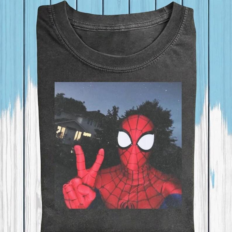 Spiderman Selfie Comfort Colors Shirt, Spider Man Superhero 2026 Graphic Tee, Spiderman Super Hero Characters Shirt image 1