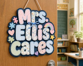 Personalized Teacher Door Sign, Custom Classroom Wooden Sign, Teacher Name Decor, School Gift, Back To School Teacher Gift