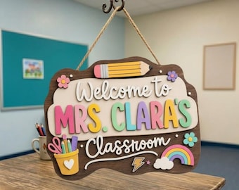 Custom Teacher Door Sign, Custom Classroom Sign, Personalized Teacher Name, Custom Teacher Classroom Welcome Sign, Classroom Decor