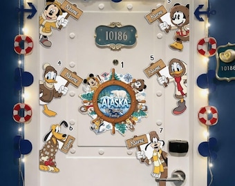 Personalized Mickey&Friends Disneyland Alaska Cruise Magnet, DisneyWonder Magnet, Alaska Trip 2026, Disneyfamily Cruise Ship Stateroom Door