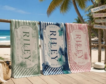 Personalized Funny Teacher Gift Beach Towel, Custom Name Teacher Pool Towel, End of A Year Gift, Summer Vacation Accessory, Matching Towel