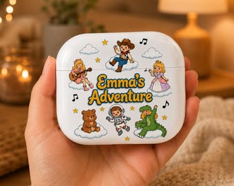 Custom Toy Story Blue Cloud Sky Airpods Case, Toy Story 5 Friendship Airpods Case, Jessie Woody BuzzCase Cover, Disneyworld Toy Story 5 Gift