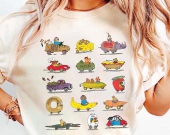 Busytown Vehicles Comfort Colors Tee, Vintage Childrens Book, Richard Scarry Shirt, Preschool Teacher Tee, Book Lover Shirt, Gift For Fans