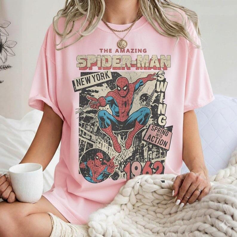 Vintage Amazing Spider-Man Shirt, Retro Mcu Comics Cover Tee, Pink Spiderman Graphic Shirt, MCU Fan Gift, Comfort Colors Mcu Trip Tee image 4
