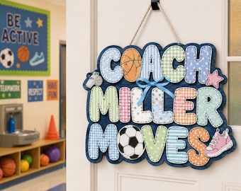 Personalized Sports Teacher Door Sign, Sports Classroom Door Sign, Custom Teacher Door Sign,Sports Classroom Sign Classroom Name Sign