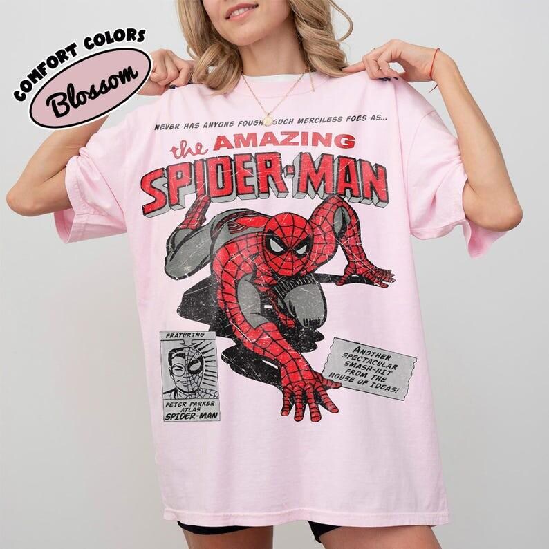 Vintage 90s MCU The Amazing Spider Man Comfort Colors Shirt, Retro Spiderman Comic Shirt, Mcu Avengers Spiderman Tshirt, Gift For Fans image 3
