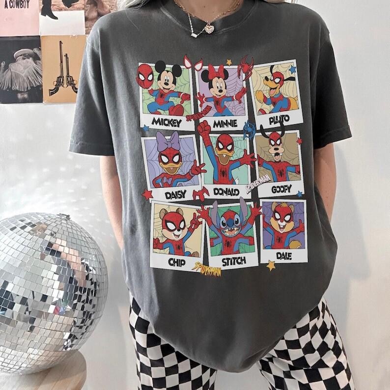 Vintage Disneyland Mickey & Friends Spider Man Cosplay Picture Shirt, Mcu Supper Heroes Tee, Mcu Comics Book, MCU fans Gifts,WDW Trip 2026 image 1