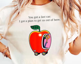 Comfort Colors Fast Car T-Shirt, Apple Car Driving Design, Whimsical Escape Shirt, Richard Scarry, Children' Book Shirt