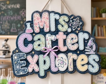 Custom Classroom Door Sign, Personalized Teacher Door Hanger, Teacher Appreciation Gift, Teacher Wooden Door Sign, Teacher Name Sign