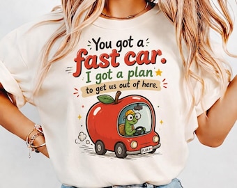 Whimsical Escape Shirt, Richard Scarry Comfort Colors Fast Car T-Shirt, Apple Car Driving Design, Whimsical Apple Cute Tee