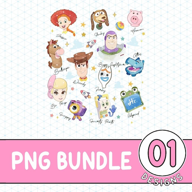 Toy Story 5 Friendship Png, Woody Buzz Jessie Rex Png, TS And Toy Story 5 Pixar Png, Disneyland Family Trip Gift image 1
