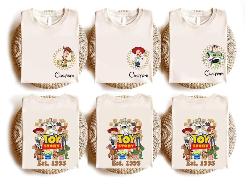 Custom Toy Story Characters Matching Family Shirts, Personalized Toy Story Tees, Woody Jessie Rex Slinky Buzz Alien Matching Custom Tees image 2