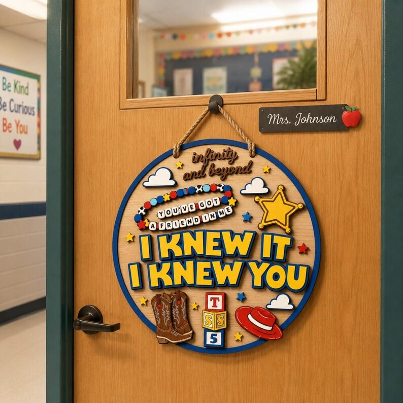 I Knew It I Knew You Cowgirl Door Sign, TS and Toy Story 5 Friendship 3D Sign, Woody Buzz Lightyear, Pixar Toy Story 5 Nursery Room Decor image 3