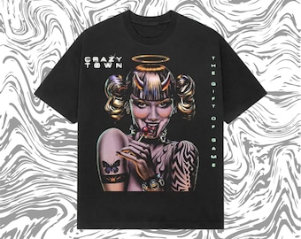 Crazy Town Butterfly Graphic Tee – Y2K Nu Metal Band Shirt, Vintage 2000s Aesthetic, Grunge Streetwear Heavyweight T-Shirt