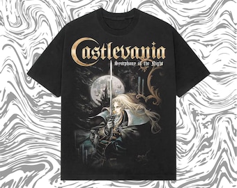 Castlevania Symphonie der Nacht T-Shirt, Retro Gothic Y2K T-Shirt, Schwergewichts Vintage Anime, Alucard Grafik T-Shirt, dunkle ästhetische Streetwear