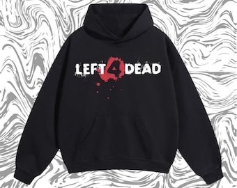Left 4 Dead Hoodie, Zombie Game Hoodie, Horror Gaming Sweatshirt, Gamer Gift, Retro Video Game Hoodie, Black Heavy Blend Hoodie