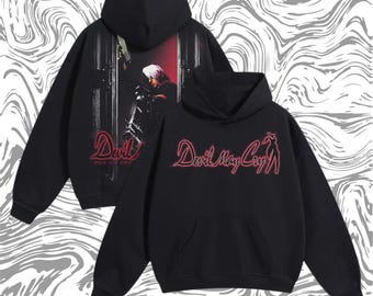Devil May Cry Hoodie, Dante Gaming Hoodie, Anime Game Hoodie, Horror Gamer Sweatshirt, Retro Video Game Hoodie, Gothic Streetwear