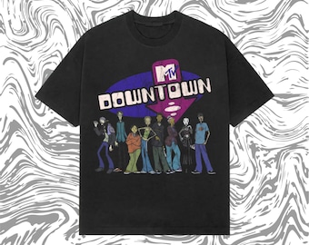 MTV Downtown Y2K Vintage Cartoon Tee – Heavyweight Grunge Streetwear T-Shirt