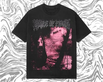 T-shirt vintage dei Cradle of Filth "Dusk and Her Embrace" - Maglietta da band gothic metal anni '90 Y2K - Maglietta grunge in cotone pesante
