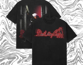 Vintage Devil May Cry Heavyweight T-Shirt – Retro DMC Game Tee, Gothic Action Gaming Shirt, Y2K Devil May Cry Graphic