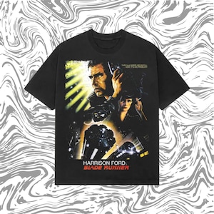 Blade Runner 1982 Vintage T-Shirt – Retro Y2K Sci-Fi Movie Tee, Cyberpunk Harrison Ford Graphic, Heavyweight Cotton Grunge Shirt