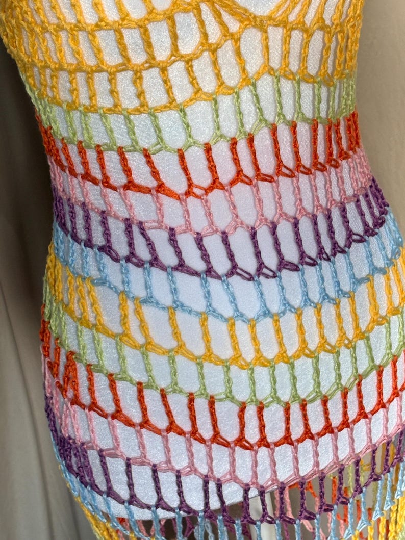 Rainbow Mesh Maxi Beach Dress - Etsy