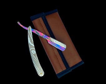 Hand-Forged ZircouTi Barber Straight Edge Razor Men's Manual Shaver Salon Quality Razor with SS Damascus Handel