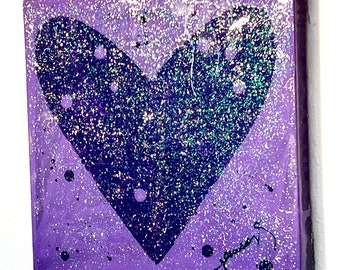 Glossy Purple Heart Painting  | Wall Tile