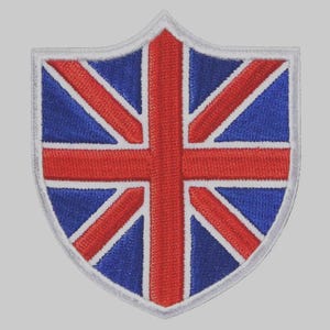 Union Jack Shield Embroidered Patch Iron On UK Flag Badge Sew On Applique British Flag Emblem, 2.5 x 3 Inch Jacket Patch