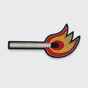 Fire Flame Match Embroidered Patch Iron On Sew On Applique Streetwear Clothing Decor DIY Jacket Backpack Hat Accessory