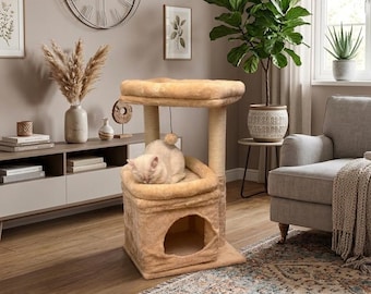 Cat Tree Cat Tower with Cozy Condo, Wide Top Perch