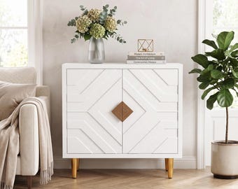 Modern Black Storage Cabinet with Embossed Doors, Buffet Sideboard Accent Cabinet